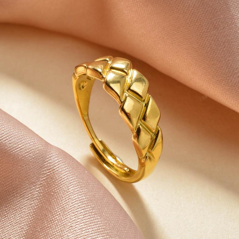 18K Gold Plated Braided Woven Ring | Stainless Steel | Adjustable | Unisex