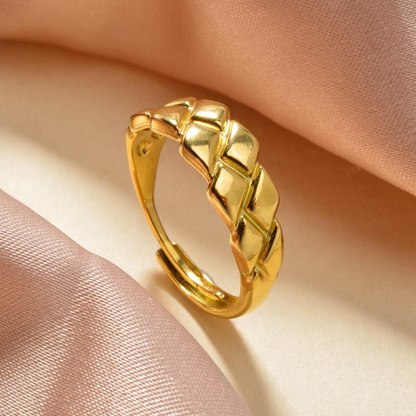 18K Gold Plated Braided Woven Ring | Stainless Steel | Adjustable | Unisex