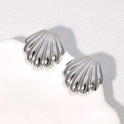 Gold Shell Stud Earrings – 18K Gold Plated Stainless Steel