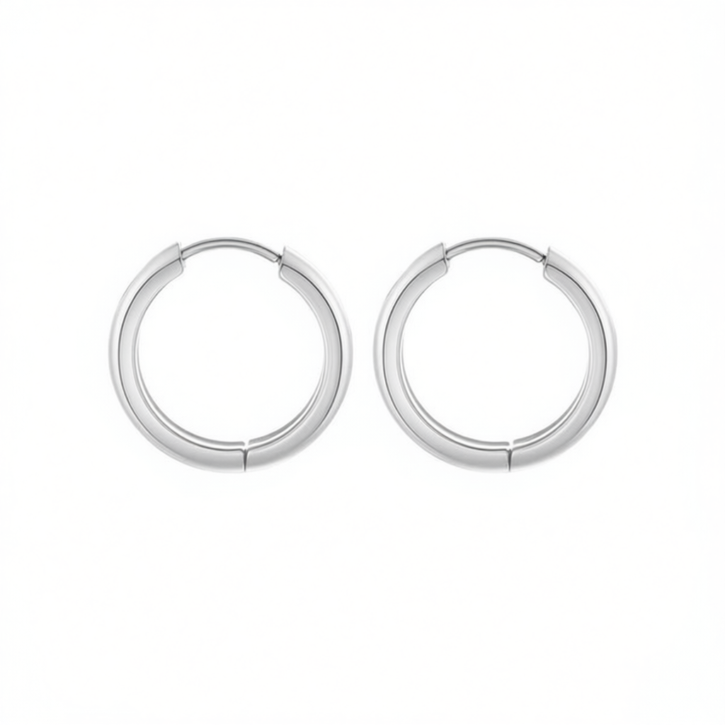 Simple Circle Hoop Earrings | Stainless Steel Silver Plated