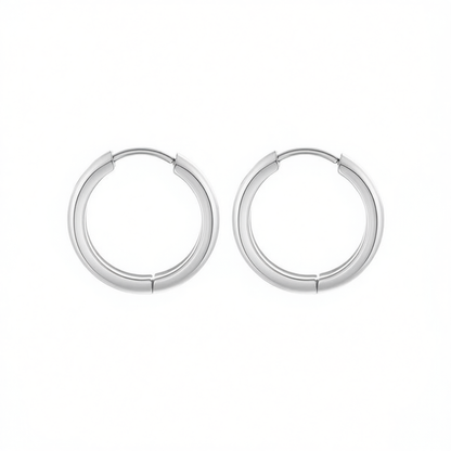 Simple Circle Hoop Earrings | Stainless Steel Silver Plated