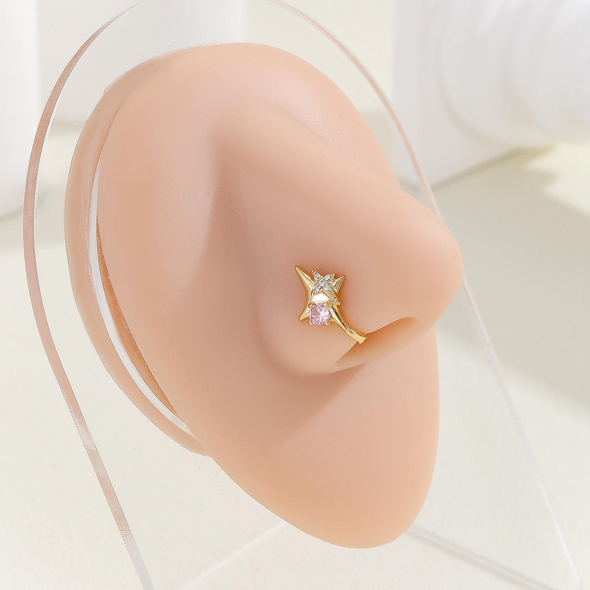 U-Shaped Zircon Charm Nose Clip – Piercing-Free Nose Ring