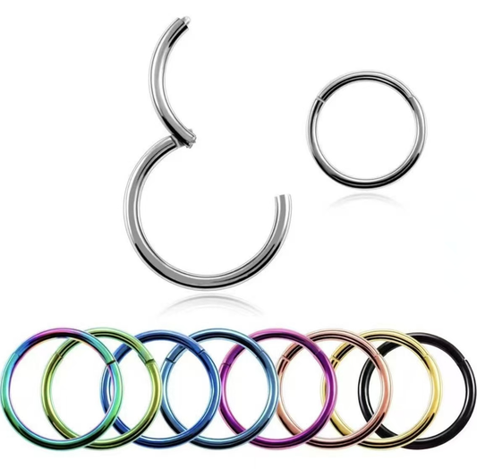 Hinged Segment Clicker Nose Ring – Stainless Steel Seamless Hoop