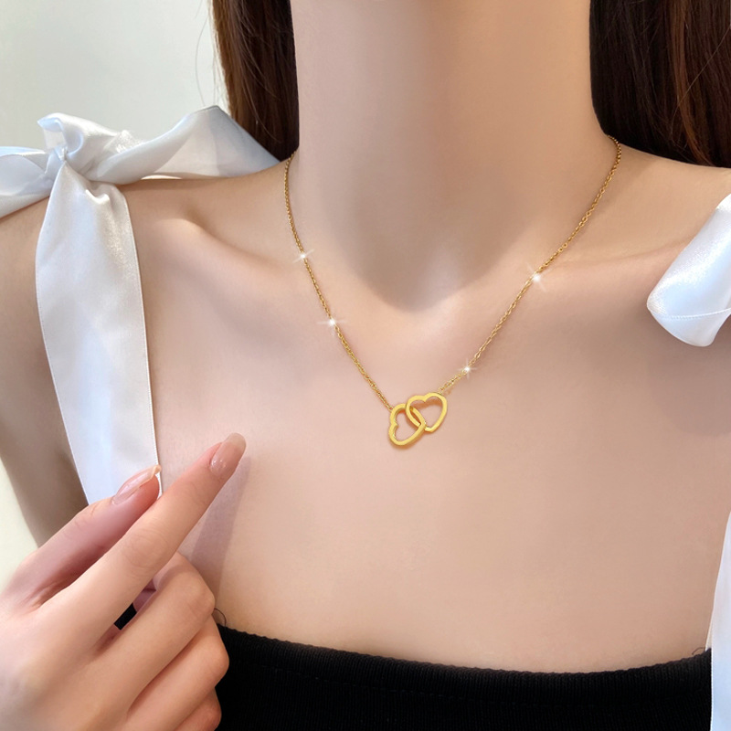 Double Interlocking Hearts Necklace
