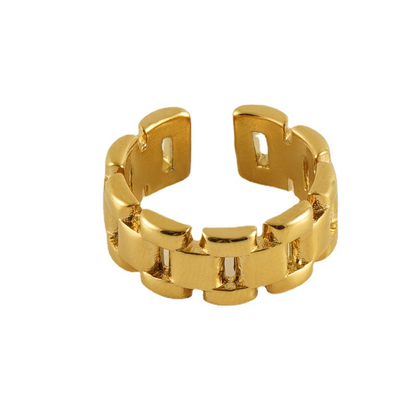 Gold Watch-Link Chain Open Ring