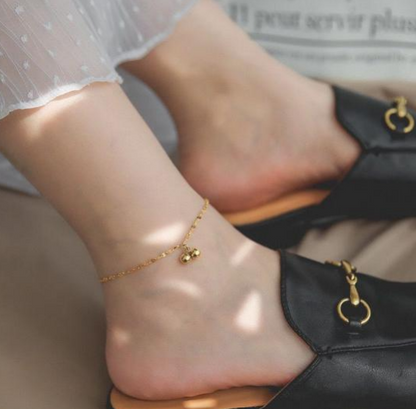 Dainty Gold Ball Pendant Chain Anklet – Bohemian Stainless Steel Beach Jewelry