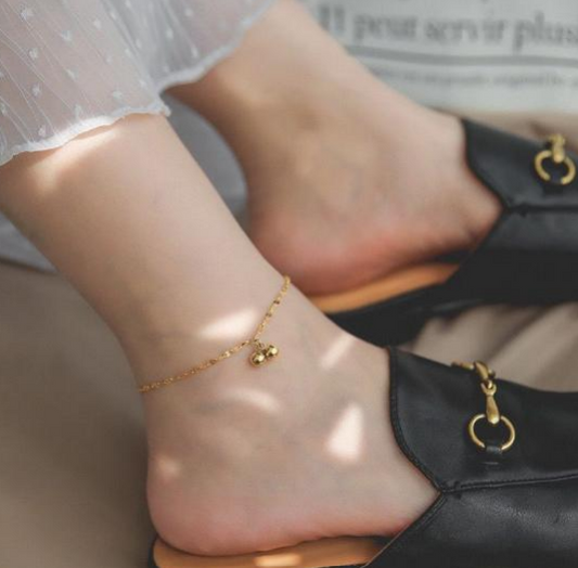Dainty Gold Ball Pendant Chain Anklet – Bohemian Stainless Steel Beach Jewelry