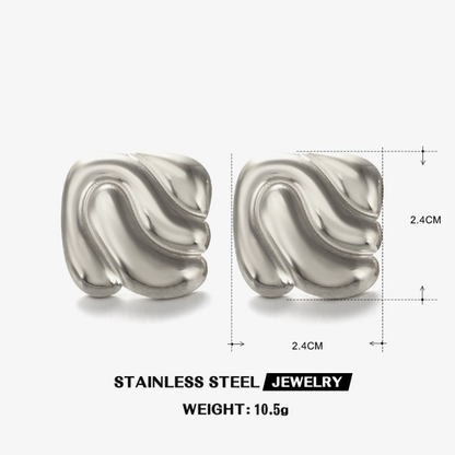 Gold Wavy Stud Earrings