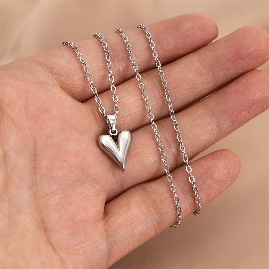 Puffy Heart Pendant Necklace — Gold & Silver