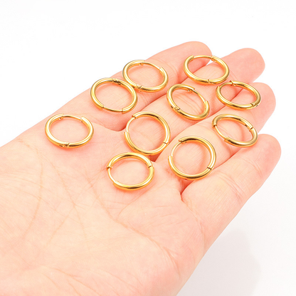 18K Gold Plated Stainless Steel Circle Hoop Earrings – Hypoallergenic