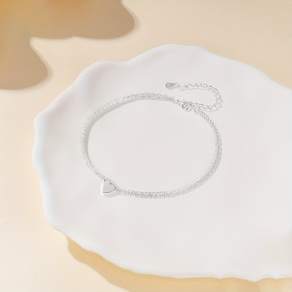 Bohemian Double Layer Heart Charm Anklet – Silver Plated Hypoallergenic