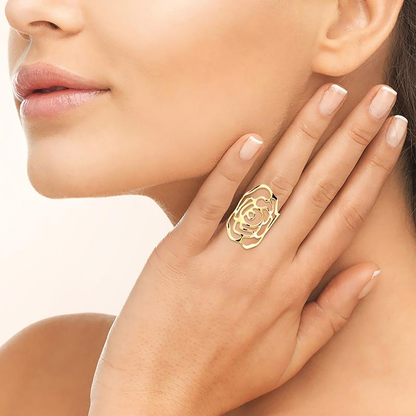 Gold Rose Cut-Out Statement Ring