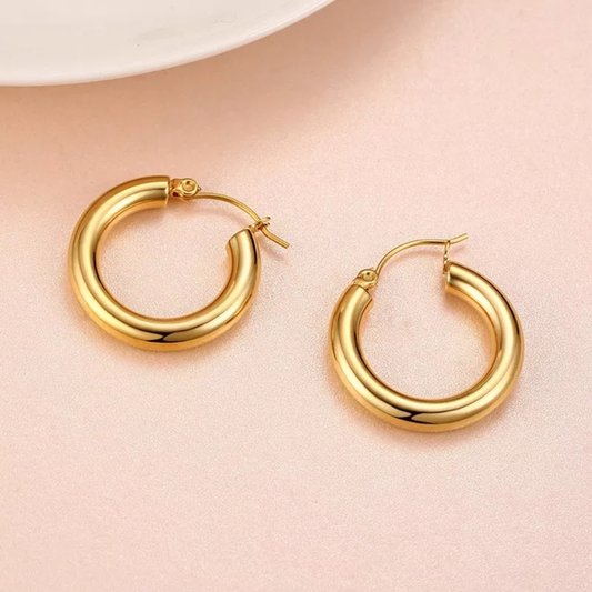 Chunky Gold Hoop Earrings – 18K Gold Plated Stainless Steel