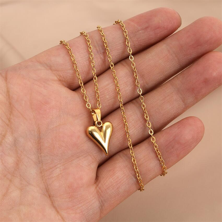 Puffy Heart Pendant Necklace — Gold & Silver