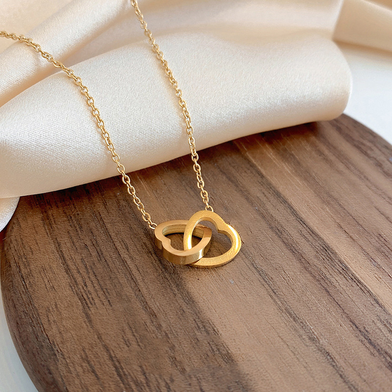 Double Interlocking Hearts Necklace