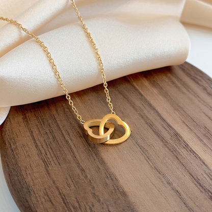 Double Interlocking Hearts Necklace