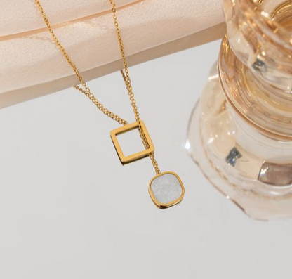 Gold Geometric Double Pendant Necklace