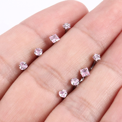 Pink CZ Crystal Labret Stud – Stainless Steel Lip, Nose & Cartilage Piercing