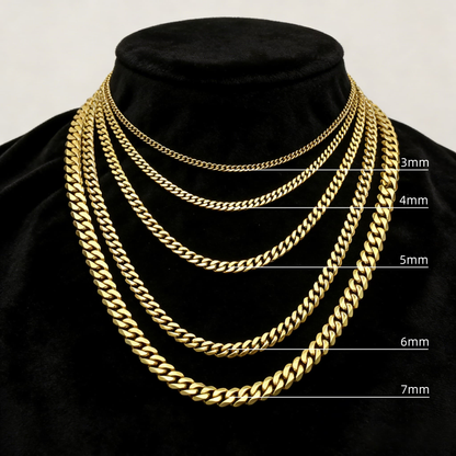 14k Gold Plated Stainless Steel Miami Cuban Link Chain Necklace | Mens