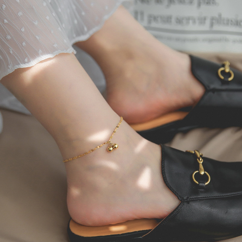 Dainty Gold Ball Pendant Chain Anklet – Bohemian Stainless Steel Beach Jewelry