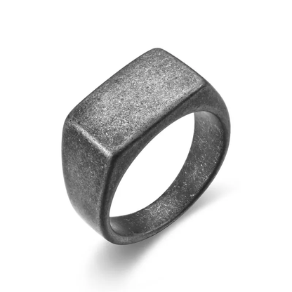 Square Signet Ring | Titanium Steel | Gold, Silver, Black & Vintage | Men