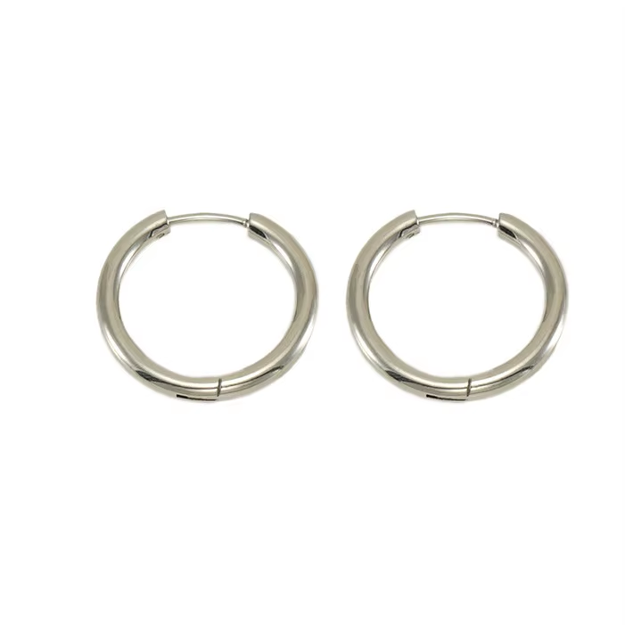Simple Circle Hoop Earrings | Stainless Steel Silver Plated