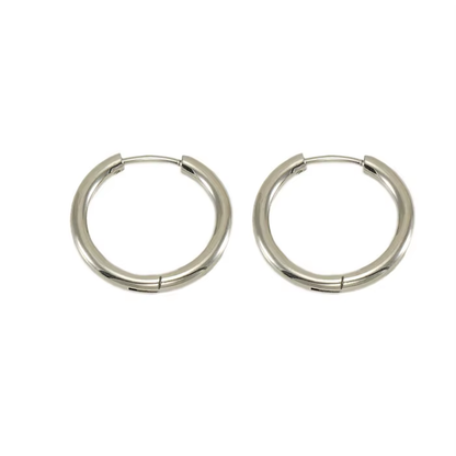 Simple Circle Hoop Earrings | Stainless Steel Silver Plated