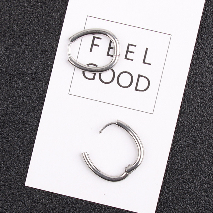 Geometric Oval Hoop Earrings | Stainless Steel & 18K Gold Plated