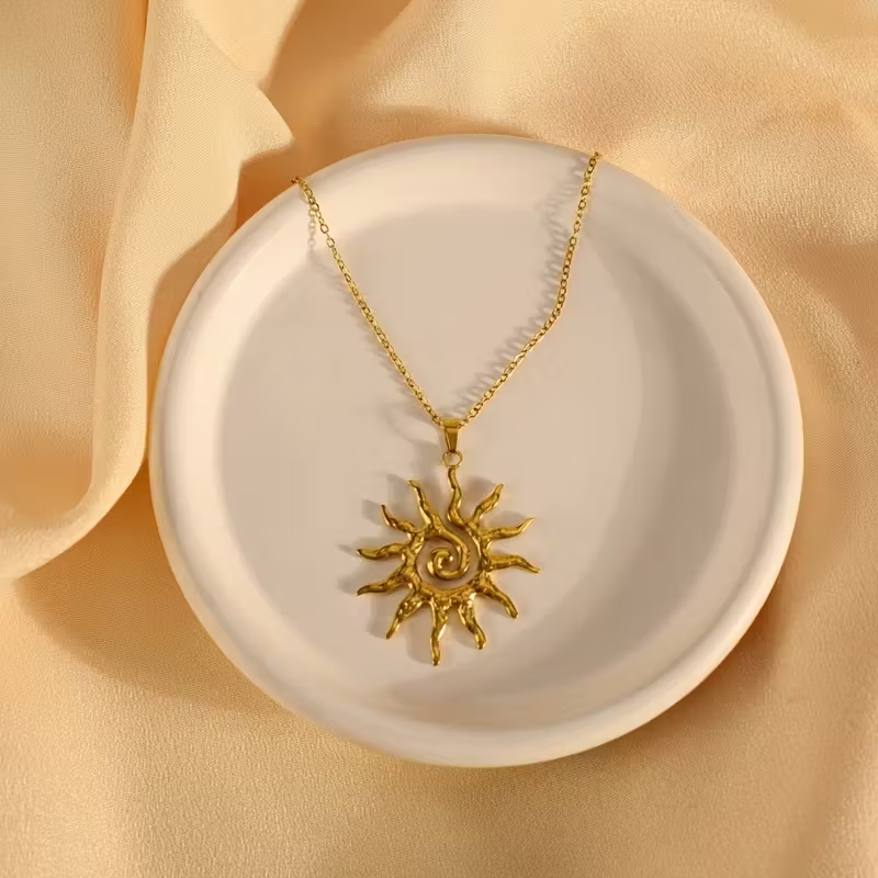 Spiral Sun Pendant Necklace