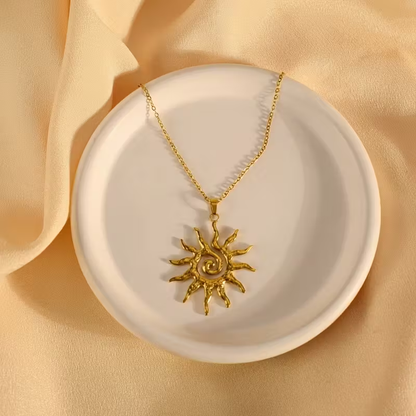 Spiral Sun Pendant Necklace