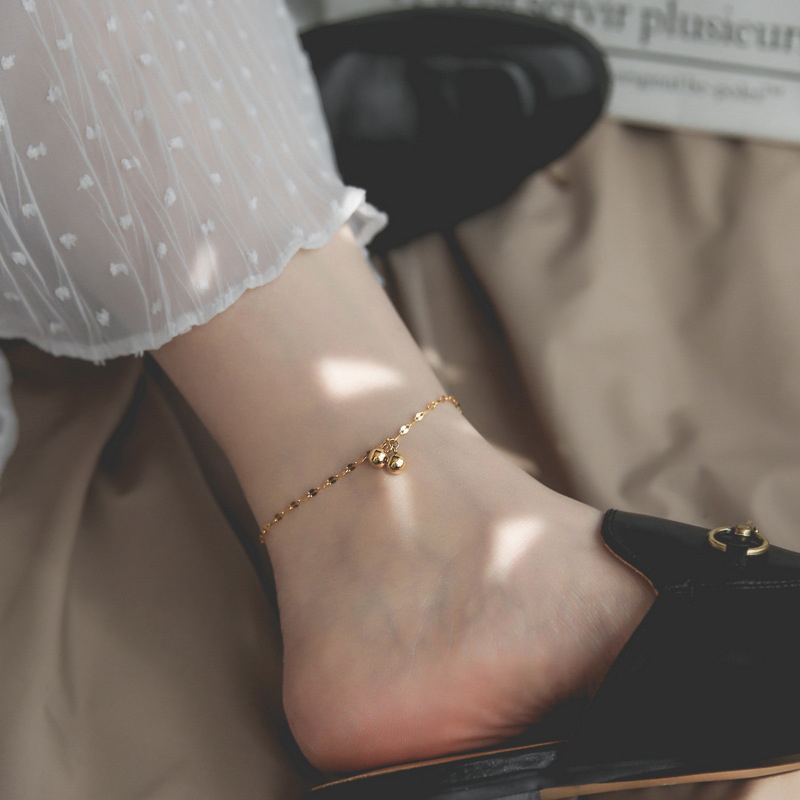 Dainty Gold Ball Pendant Chain Anklet – Bohemian Stainless Steel Beach Jewelry