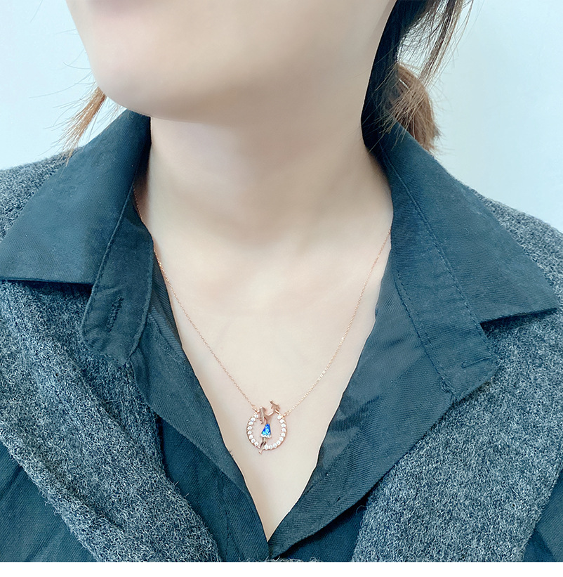 Mama & Baby Rose Gold Pendant Necklace – 925 Sterling Silver Diamond