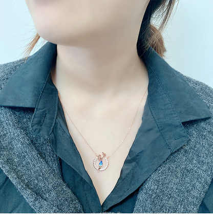 Mama & Baby Rose Gold Pendant Necklace – 925 Sterling Silver Diamond