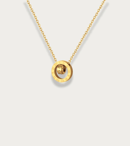 Roman Numeral Double-Ring Zircon Necklace