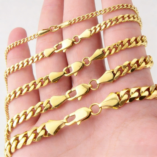 14k Gold Plated Stainless Steel Miami Cuban Link Chain Necklace | Mens