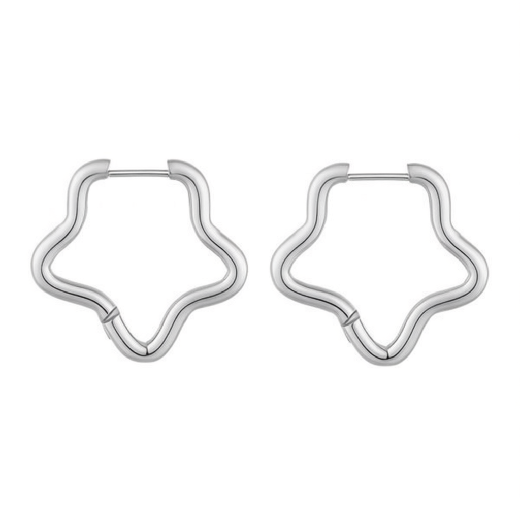 Star Hoop Earrings – Silver Plated