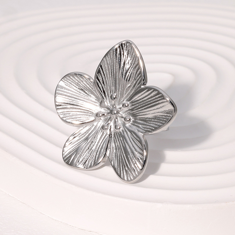 Retro Floral Open Ring | 18K Gold Plated Stainless Steel