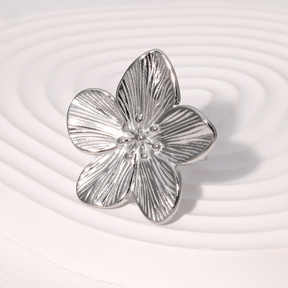 Retro Floral Open Ring | 18K Gold Plated Stainless Steel