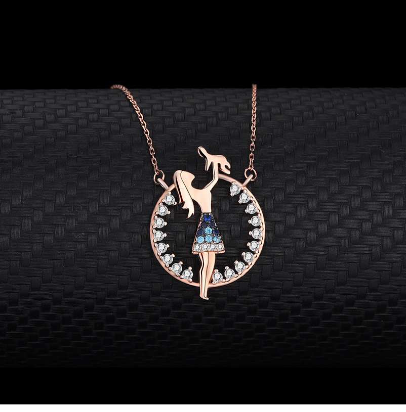 Mama & Baby Rose Gold Pendant Necklace – 925 Sterling Silver Diamond