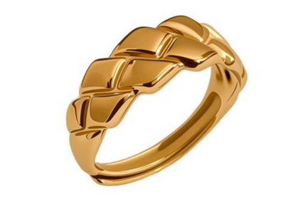 18K Gold Plated Braided Woven Ring | Stainless Steel | Adjustable | Unisex