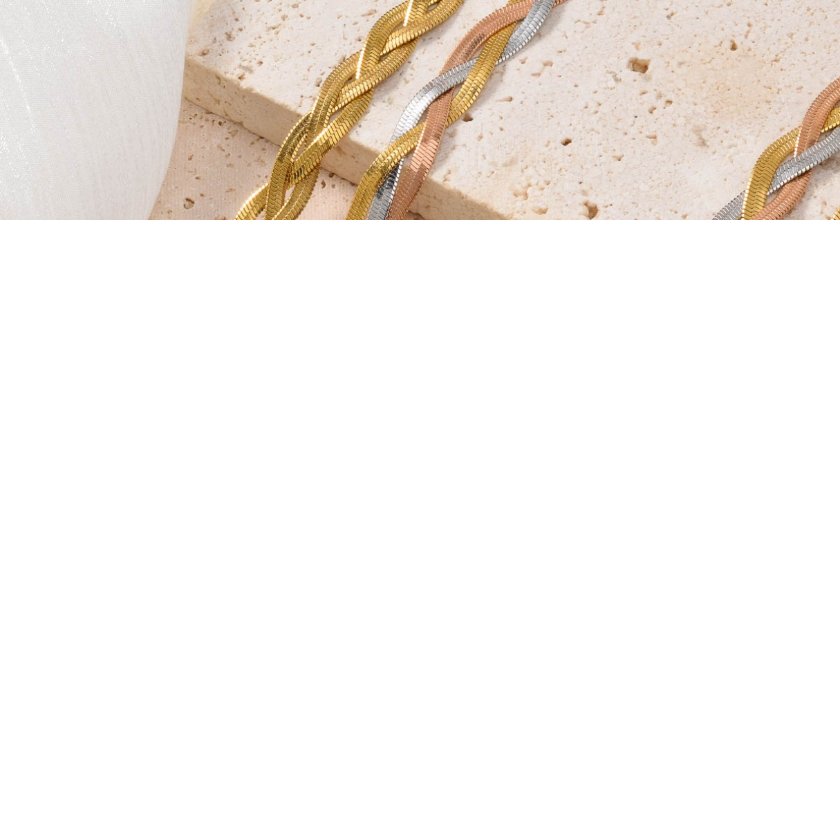 18K Gold Plated Stainless Steel Braided Herringbone Chain Necklace for Women