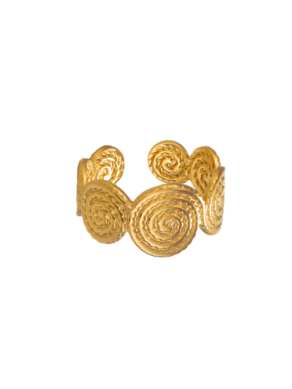 Gold Spiral Disc Open Ring