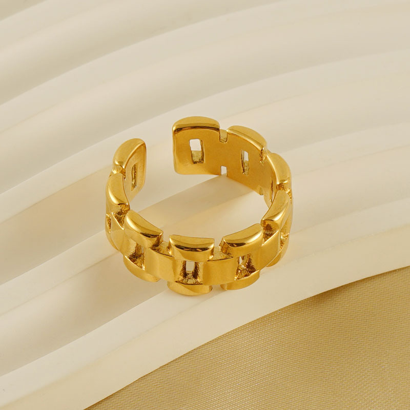 Gold Watch-Link Chain Open Ring