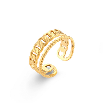 Gold Double Chain Open Ring