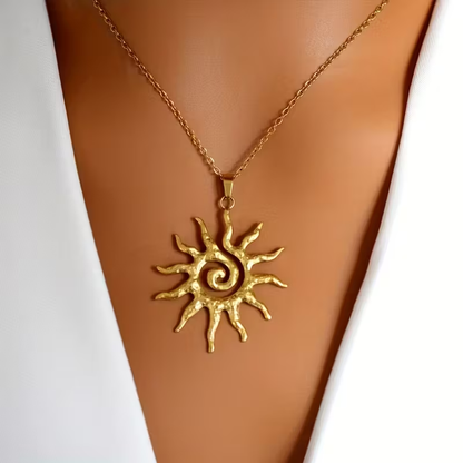 Spiral Sun Pendant Necklace