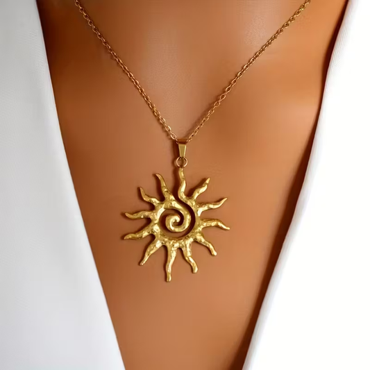 Spiral Sun Pendant Necklace