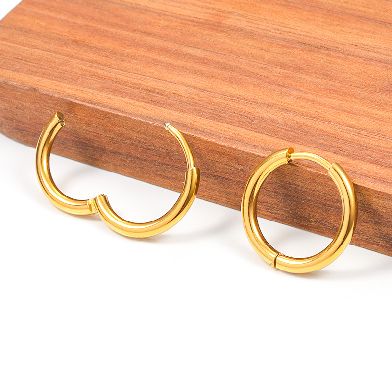 18K Gold Plated Stainless Steel Circle Hoop Earrings – Hypoallergenic