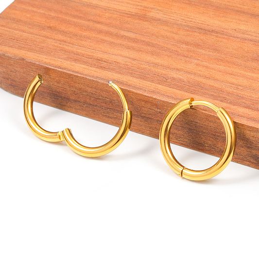 18K Gold Plated Stainless Steel Circle Hoop Earrings – Hypoallergenic