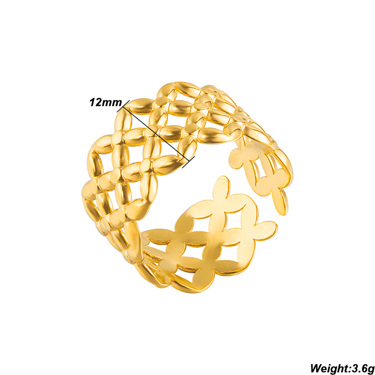 Gold Lattice Wide Band Open Ring