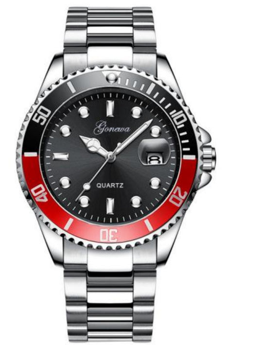 Gonewa Men's Military Stainless Steel Date Sport Quartz Analog Wrist Watch